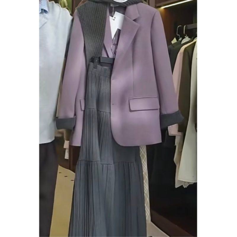 紫色时尚西装2025新款高级休闲气质百搭西服洋气套装,女装/女士精品,时尚套装,淘宝优惠券,粉丝福利购,淘宝优惠卷