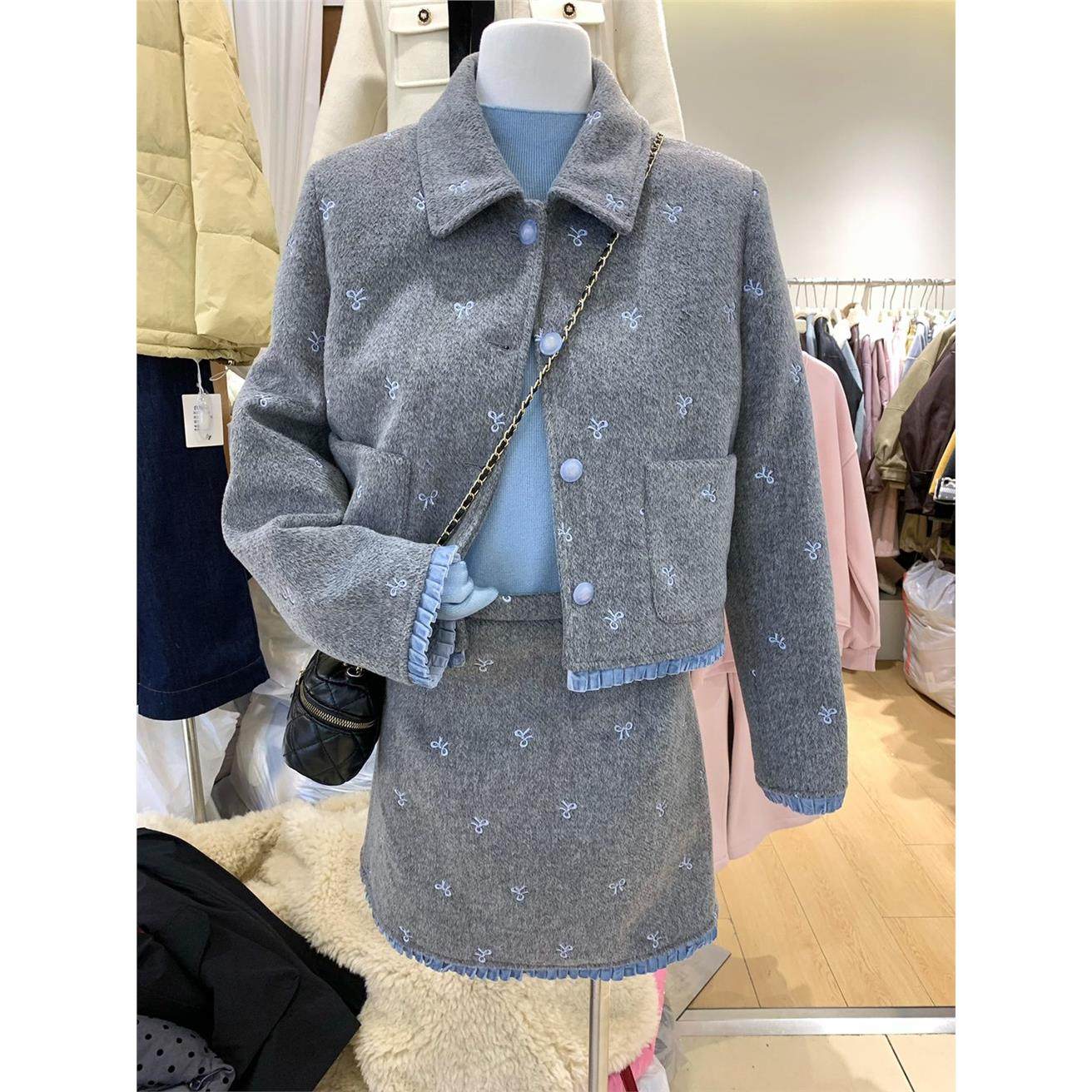 羽绒外套半身裙两件女加厚小众冬季百褶拼接蝴蝶结毛呢小香风套装,女装/女士精品,时尚套装,淘宝优惠券,粉丝福利购,淘宝优惠卷