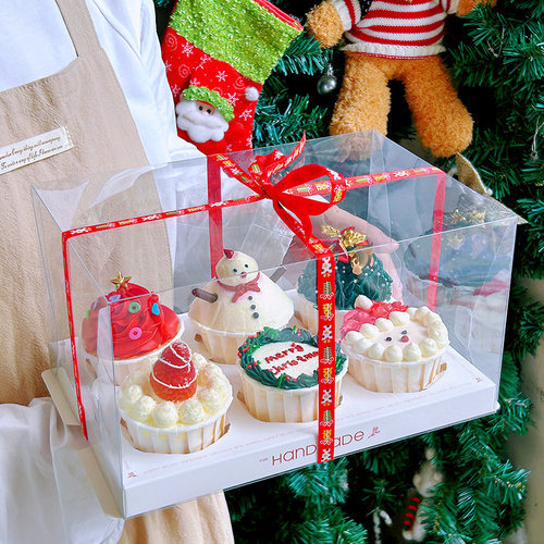 6粒透明纸杯蛋糕包装盒马芬盒