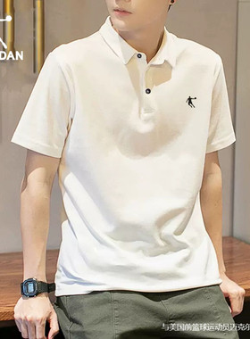 乔丹短袖T恤男2026夏季新款白色翻领Polo衫运动半袖透气男士上衣