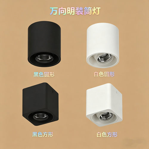 万向明装筒灯黑白可选方向可调