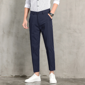 现货款9分西裤男 2021夏季韩版休闲裤青少年简约舒适长裤6066p35图片