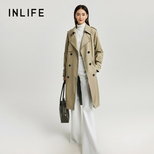 风衣女2025春新款 伊纳芙英伦风卡其色中长款 高级气质休闲宽松外套