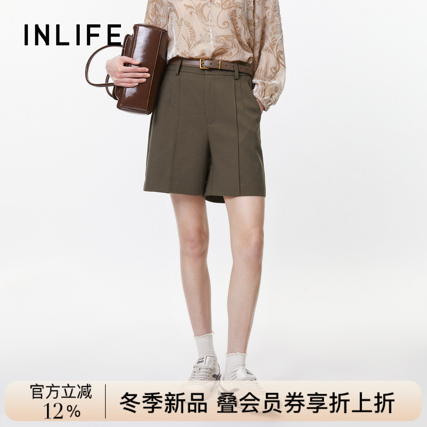 伊纳芙通勤百搭西装短裤图片