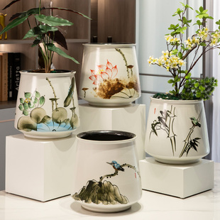 花盆陶瓷家用大小号北欧简约陶瓷蝴蝶兰虎皮兰花专用龟背芋桂摆件