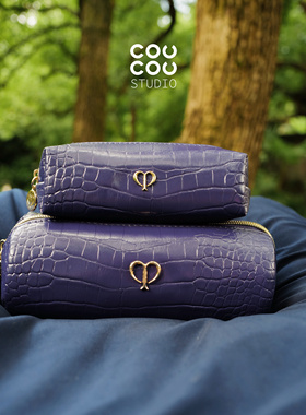 cpb柜台新款紫色鳄鱼纹化妆包补妆包刷包唇釉口红包紫气东来