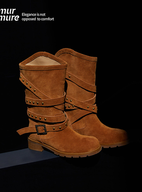 Le' Murmure 17世纪 蝶境弥野 美拉德色系设计师苔藓牛反绒海盗靴