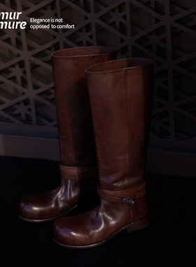 Le' Murmure 意大利原胚重工水洗马皮 时光淬炼马衔扣骑士靴 马靴