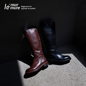 显瘦B入纯手工骑士靴烟筒靴 进口水洗马皮 Murmure 極简主义