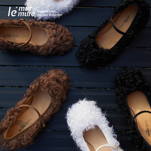 毛毛鞋 进口提格拉多羊卷毛 Murmure 女外穿中跟 原创春秋新款