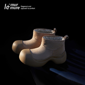 时髦雪地靴 建筑诗学_羊卷毛套筒及踝冬靴 Murmure 波浪厚底