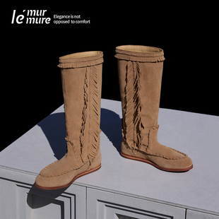 麂皮骑士靴 诗行」游牧风流苏穿编 Murmure「当皮革化作垂坠