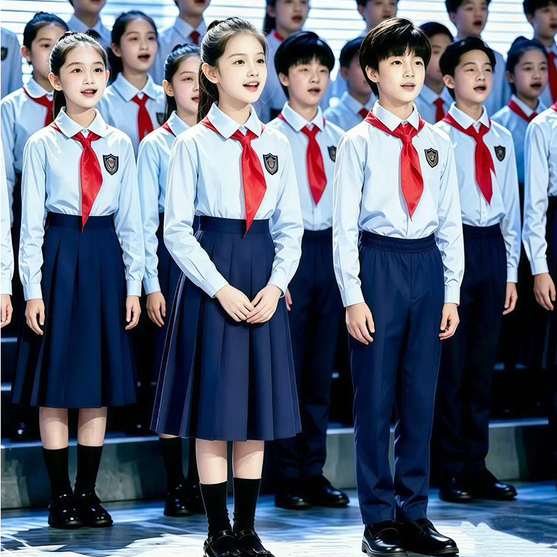儿童合唱演出服初中小学生诗歌朗诵比赛表演服合唱团爱国红歌服装
