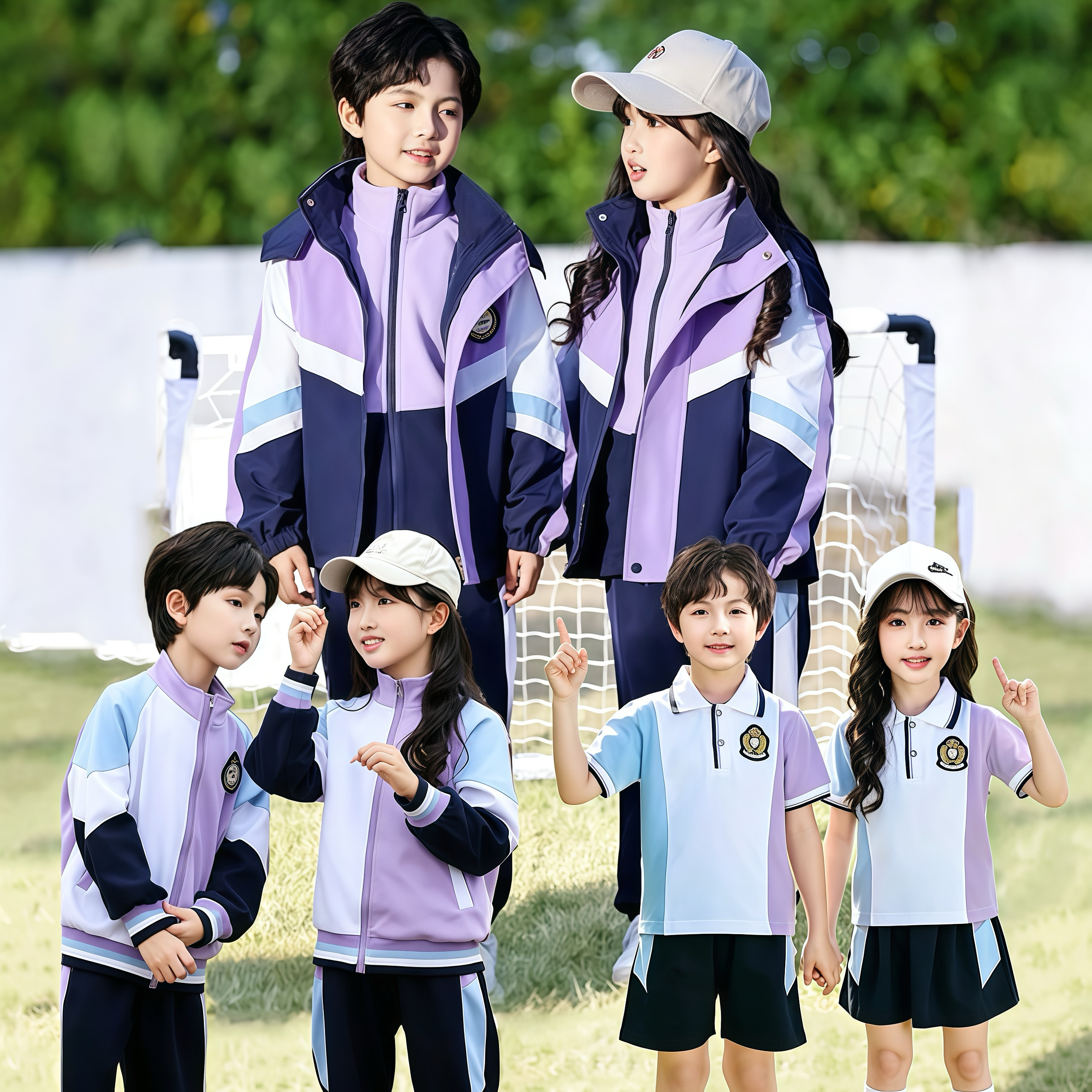 幼儿园园服春秋装一年级小学生班服冲锋衣三件套秋冬运动儿童校服