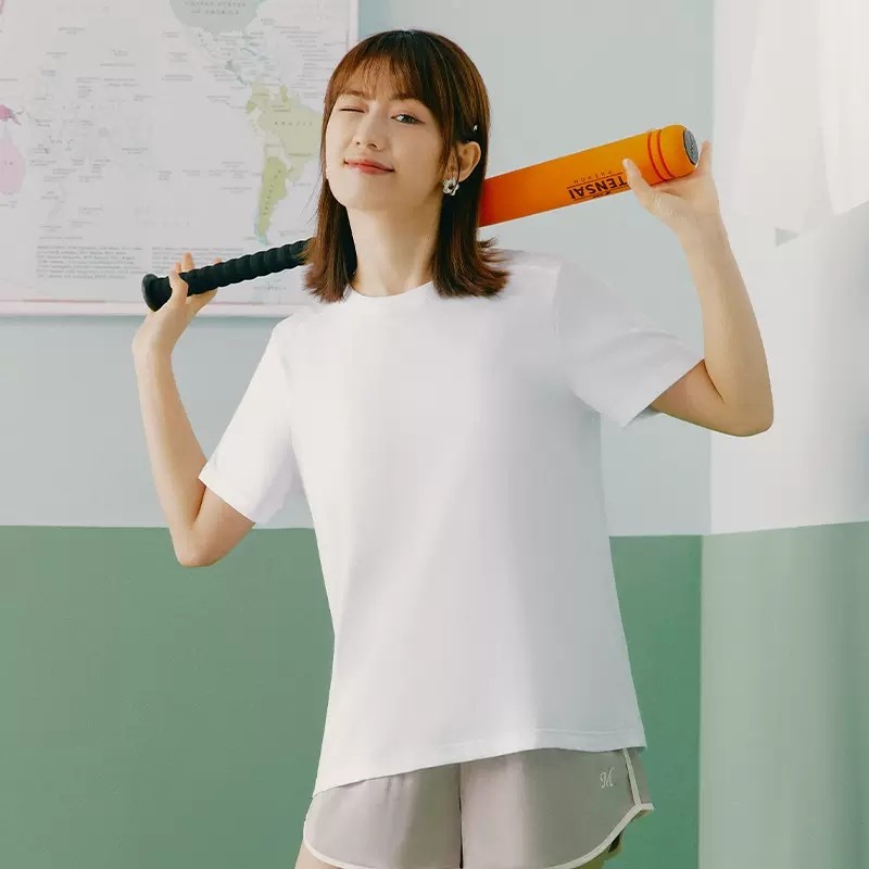 三枪短袖T恤女新品纯棉亲肤柔软似水水柔棉圆领短袖女士打底衫