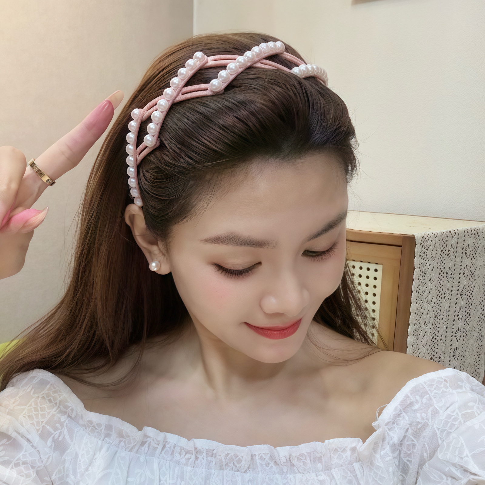 折叠珍珠发箍日常外戴旅行便携
