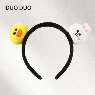 网红可爱小黄鸭发箍宽边洗脸头箍发圈卡通头绳毛绒公仔卖萌发夹女