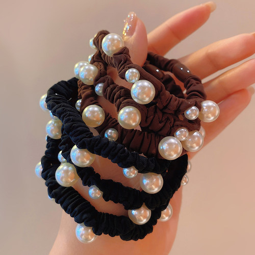 珍珠头绳女生简约发饰马尾