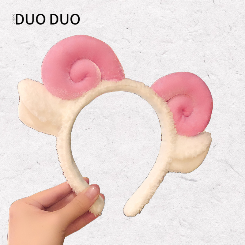 卡通毛绒发箍可爱羊角发饰头箍