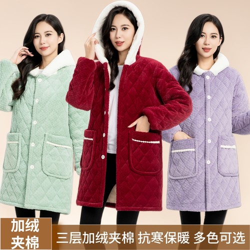 三层加绒加厚罩衣时尚保暖工作服