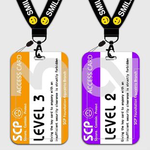 饭卡卡套两张卡定制高颜值钥匙扣滑盖式挂脖硬壳SCP基金会等级卡