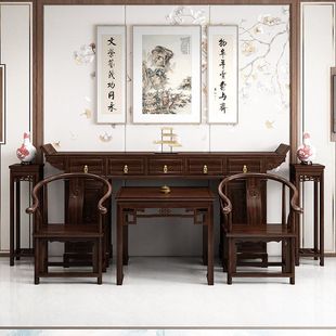 新中式 条案供桌神台条几农村客厅佛案 堂屋中堂六件套全实木箱柜款