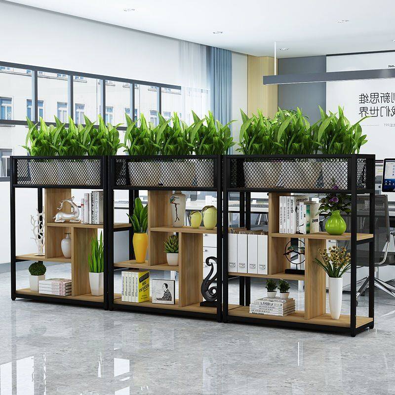 铁艺隔断置物架简约办公室隔断书架装饰客厅咖啡厅展示围栏矮花架