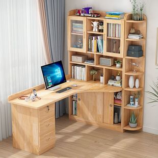 定制定制橡木书桌书架一体桌组合转角学习桌电脑桌儿童台式 桌子拐