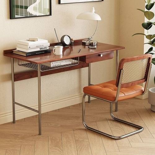 实木书桌复古小户型轻奢家用书房工作台简约日式电脑桌办公学习桌
