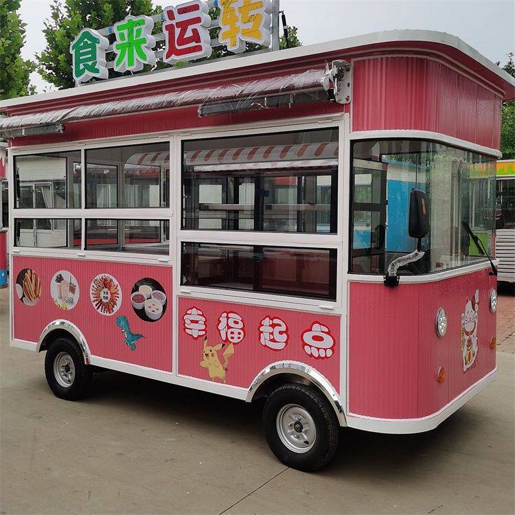 电动四轮快餐炸串烧烤熟食美食车多功能早餐小吃车夜市摆摊车