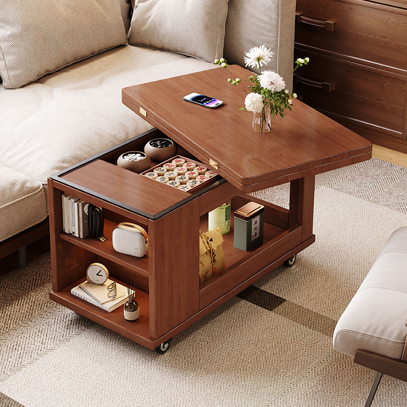 实木小推车茶几家用可折叠移动茶台小户型客厅多功能沙发边几茶桌