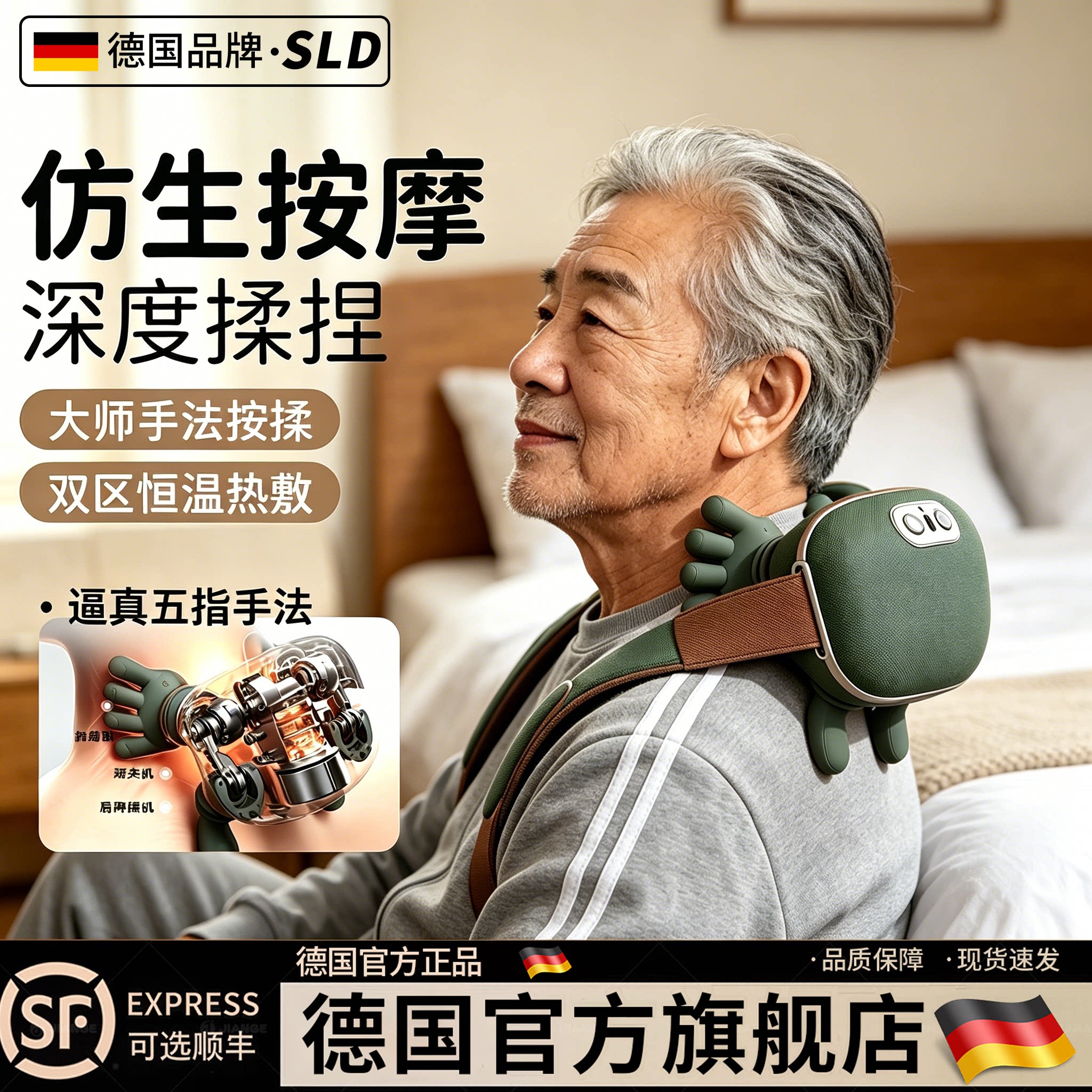 德国-SILANGDUN肩颈按摩仪中老年颈椎按摩器揉捏斜方肌热敷仿人手