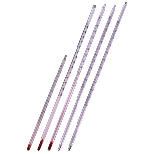 红水温度计酒精煤油水银数显笔式测温实验室长玻璃棒式家用测水温30-100/200℃摄氏度小学科学初中教学仪器材