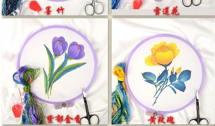 Su thêu DIY người mới bắt đầu kit công cụ khăn tay truyền thống vật liệu nhập cảnh hướng dẫn sử dụng thêu thêu thêu cổ d. - Bộ dụng cụ thêu tranh thêu phúc lộc thọ