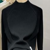 纯色半高领打底毛衣女士洋气针织衫 秋冬新款 宽松内搭上衣 女装 大码