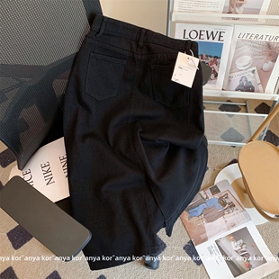 胖mm韩版 大码 高腰显腿长a字包臀裙子ins 新款 开叉牛仔半身裙女夏季