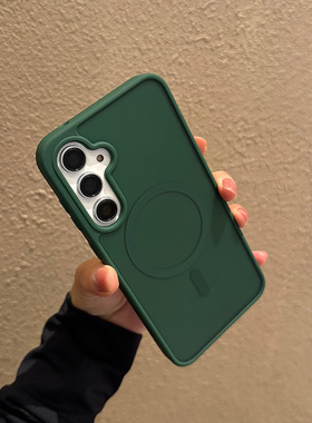 适用三星Galaxy手机壳A36防摔A56新款A16保护套5G外壳a17磨砂透明+防指纹十fe简约绿色紫色A06磁吸A26