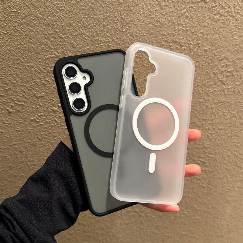 适用三星Galaxy手机壳S25防摔s24新款plus保护套5G外壳U磨砂s23透明+防指纹edge十fe简约S22黑色白色磁吸