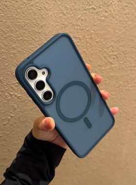 适用三星Galaxy手机壳A55防摔A35新款A25保护套5G外壳A15磨砂透明+防指纹十fe简约灰色蓝色磁吸A17