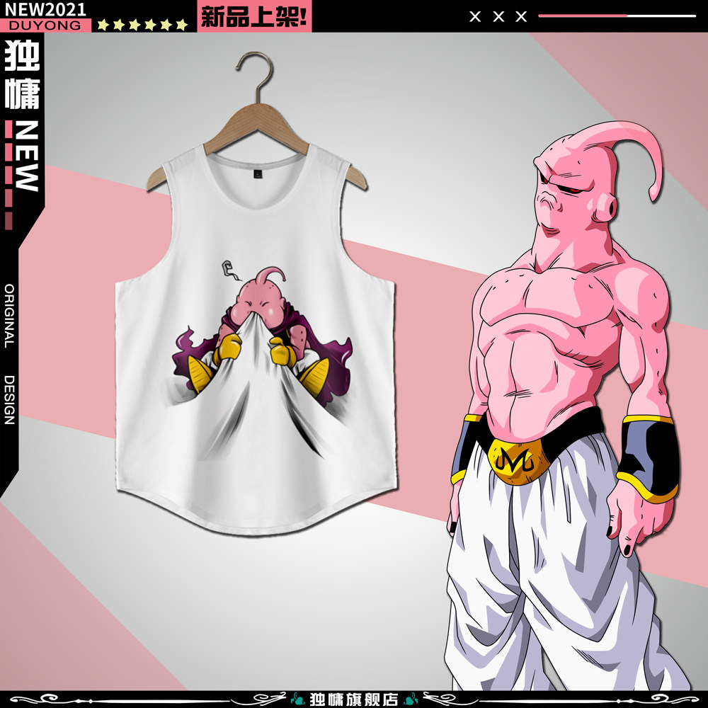 七龙珠动漫联名悟空魔人布欧周边无袖t恤潮牌背心男篮球训练上衣