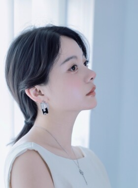 Art-deco风格黑玛瑙白水晶耳钉