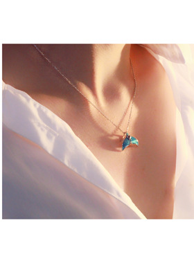 原创设计珐琅纯银鱼尾女蓝宝石