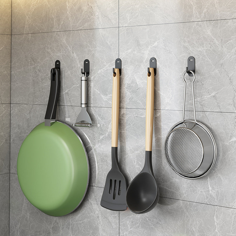 希伯特免打孔厨房挂钩黏钩衣钩锅铲置物架收纳衣服帽子单钩子壁挂