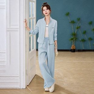 套装 时尚 新款 b2605 气质立领外套直筒裤 两件套裤 女装 2026春季