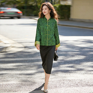 2026春季新款女装国风上衣气质复古缎面立领新中式外套女ZM26306