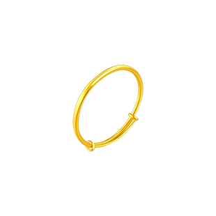 999足金新款迷你小手镯戒指女 简约素圈黄金指环活口可调节送女友