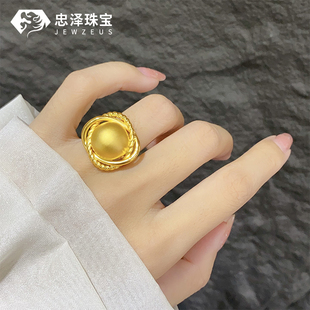 有求必应黄金复古金珠戒指999足金拉丝鸽子蛋指环纯金送女友礼物