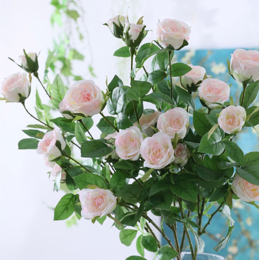 仿真花多头玫瑰花 带刺瑞典皇后玫婚庆样板房家装6头玫瑰仿真植物