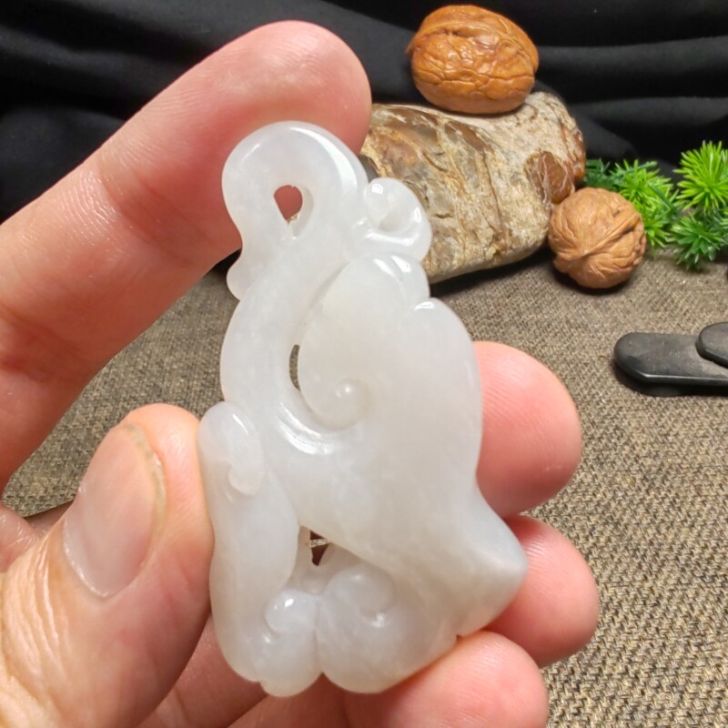 新疆和田玉真皮籽玉精雕灵芝如意人生如意吊坠挂件男女款式