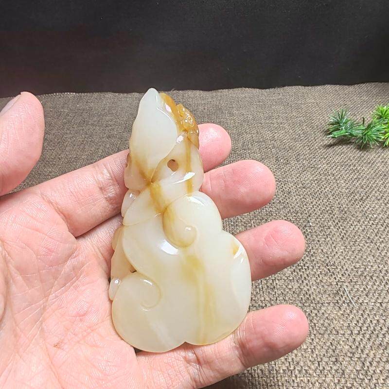 新疆和田且末糖白玉灵芝如意蝙蝠人生如意多子多福手把件男女款式